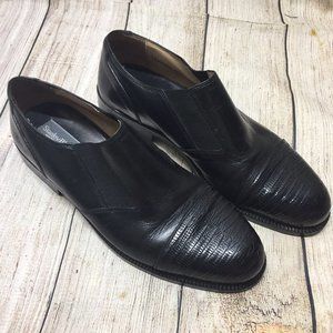 Stanley Blacker Black Leather Slip On Shoes Mens 10.5 M Made in Italy   38562/02